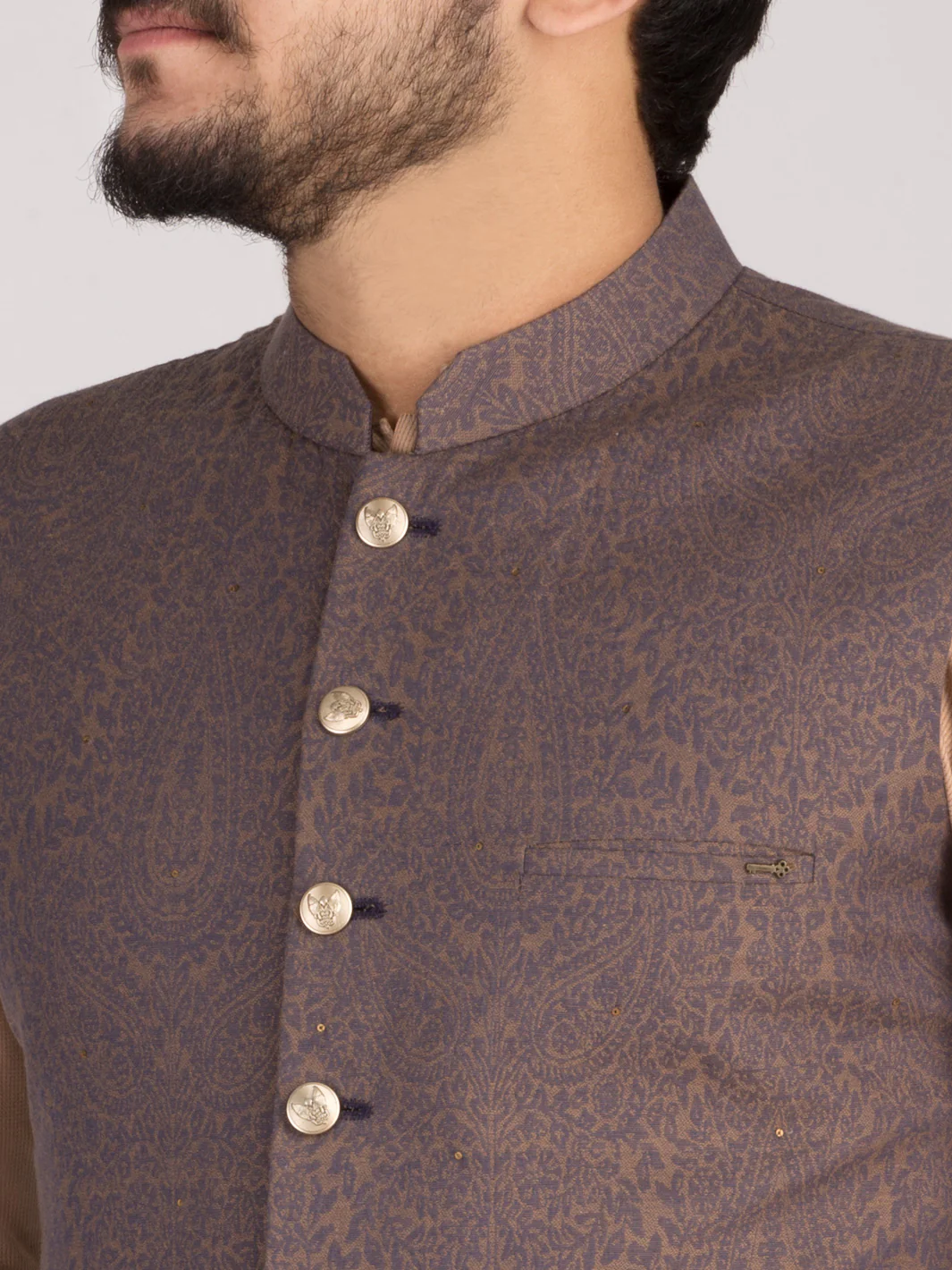 Purple Jacquard Waistcoat - AL-WC-293 - Image 3