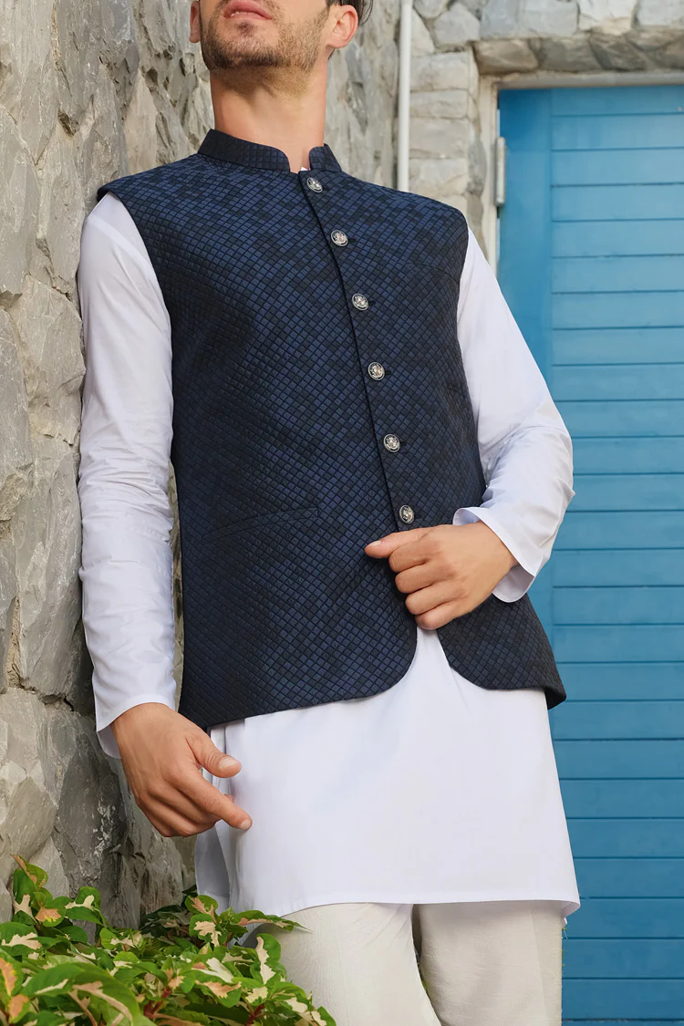 Blue Blended Waistcoat - AL-WC-296