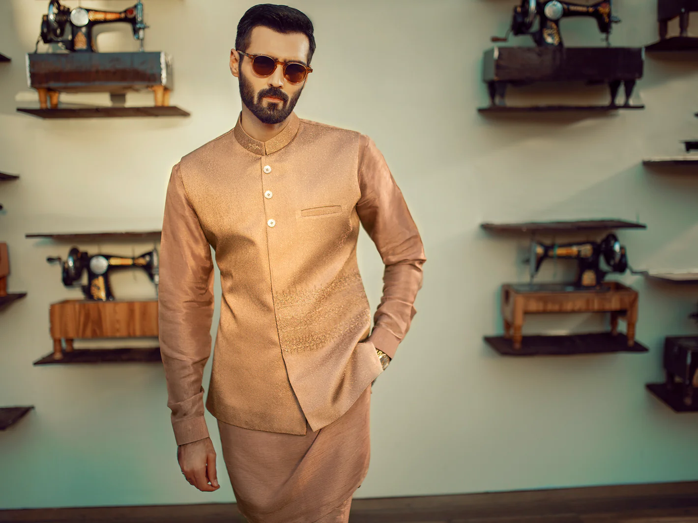 Brown Textured Waistcoat - AL-WC-310 - Image 2