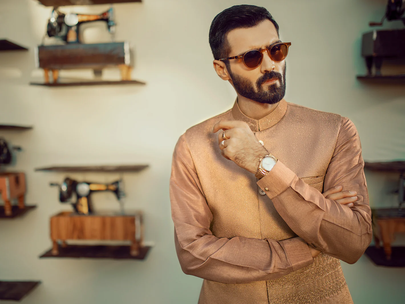 Brown Textured Waistcoat - AL-WC-310 - Image 5