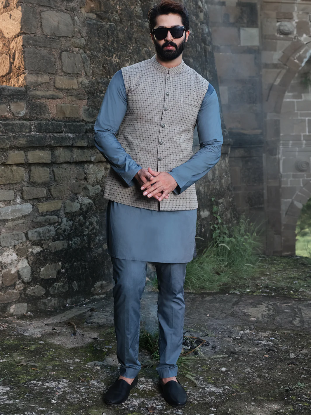 Grey Woven Waistcoat - AL-WC-327 - Image 3