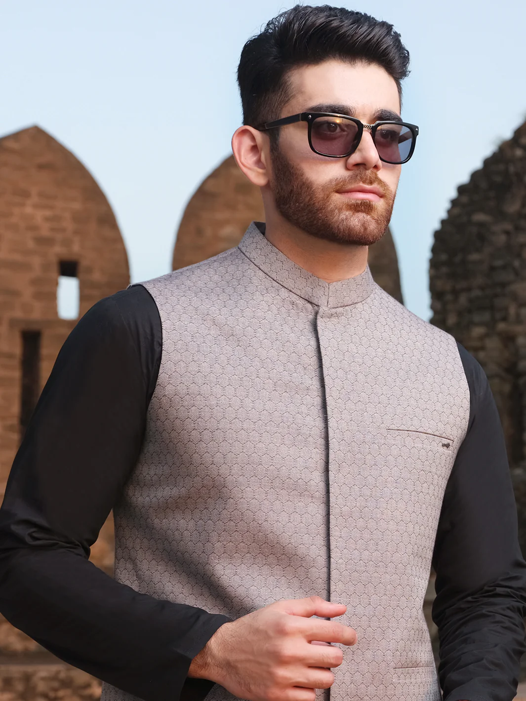 Grey Woven Waistcoat - AL-WC-331 - Image 2