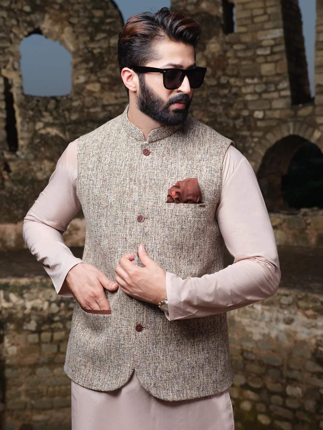 Light Brown Blended Waistcoat - AL-WC-339 - Image 2