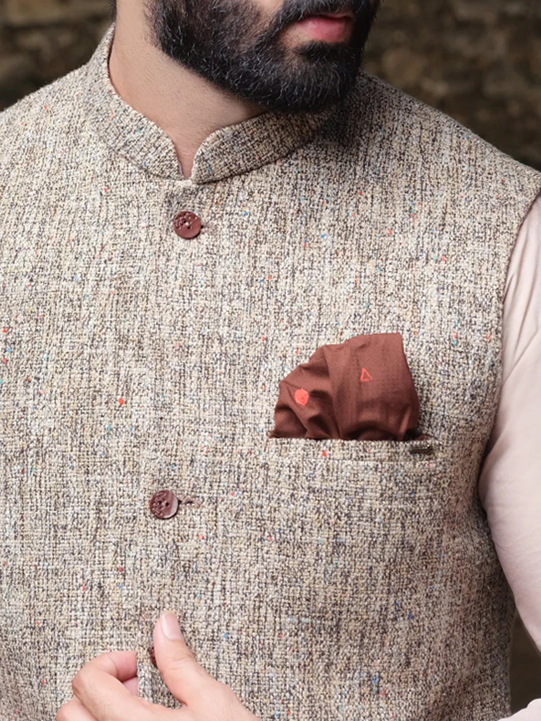 Light Brown Blended Waistcoat - AL-WC-339 - Image 3