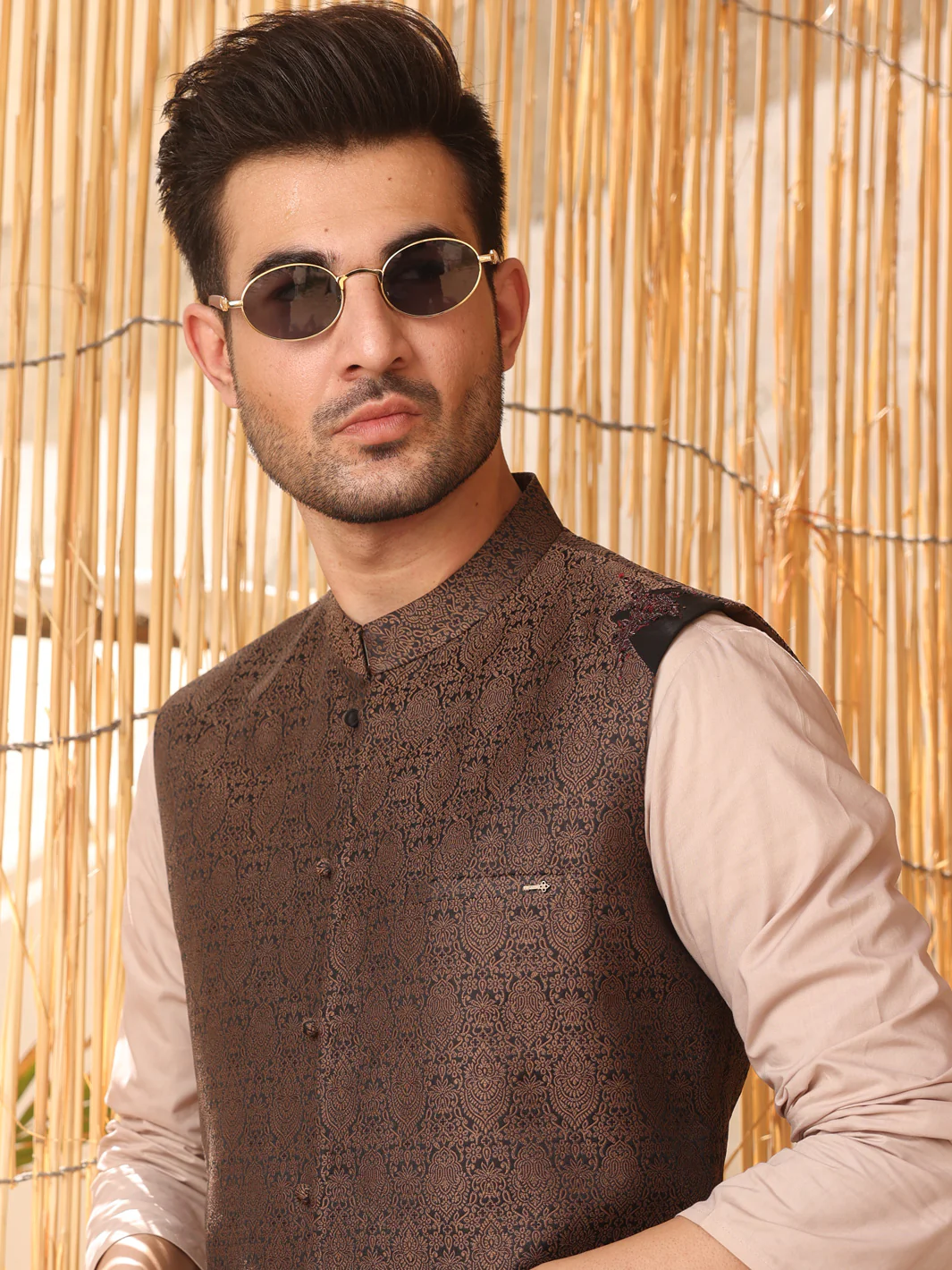 Brown Jacquard Waistcoat - AL-WC-340 - Image 2