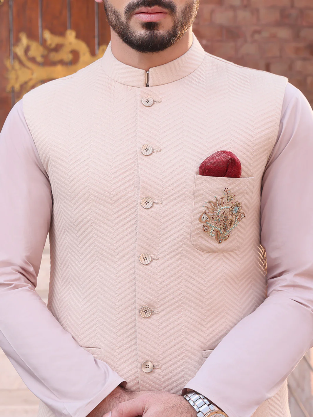 Beige Blended Waistcoat - AL-WC-344 - Image 2