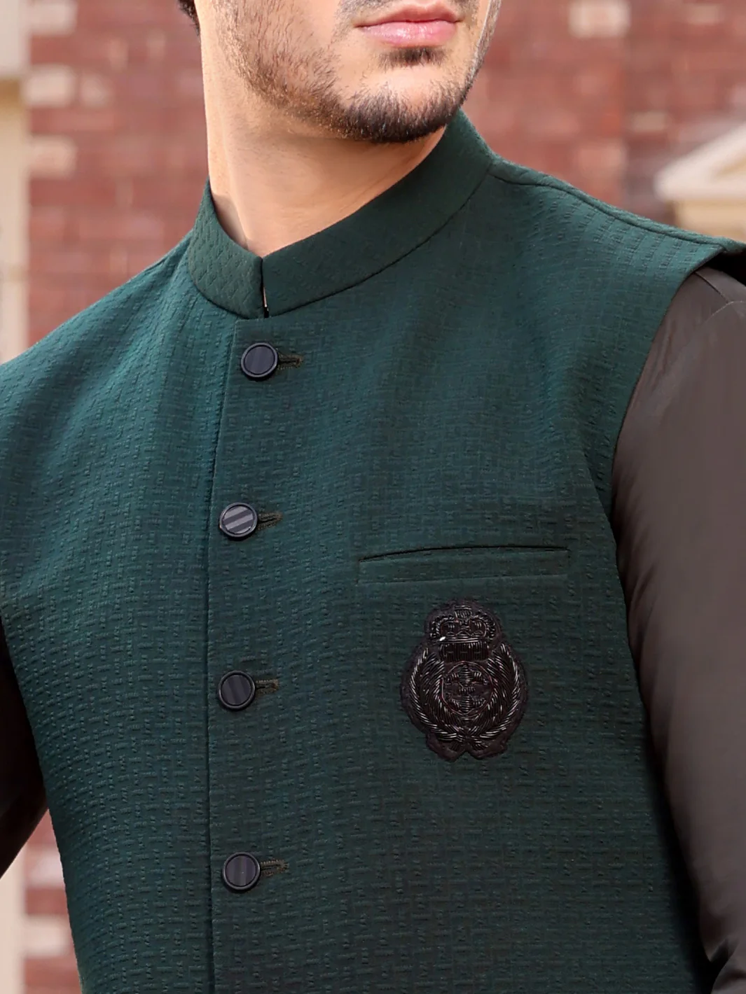 Emerald Green Blended Waistcoat - AL-WC-345 - Image 2