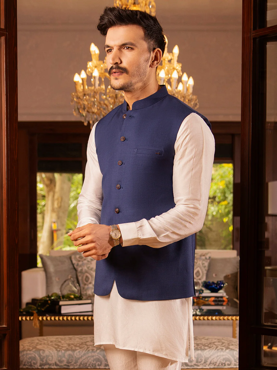 Blue Suiting Waistcoat - AL-WC-380 - Image 4