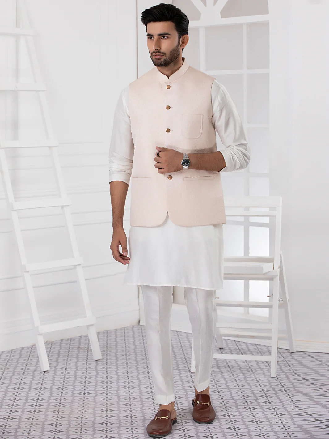 Light Pink Blended Waistcoat - AL-WC-404