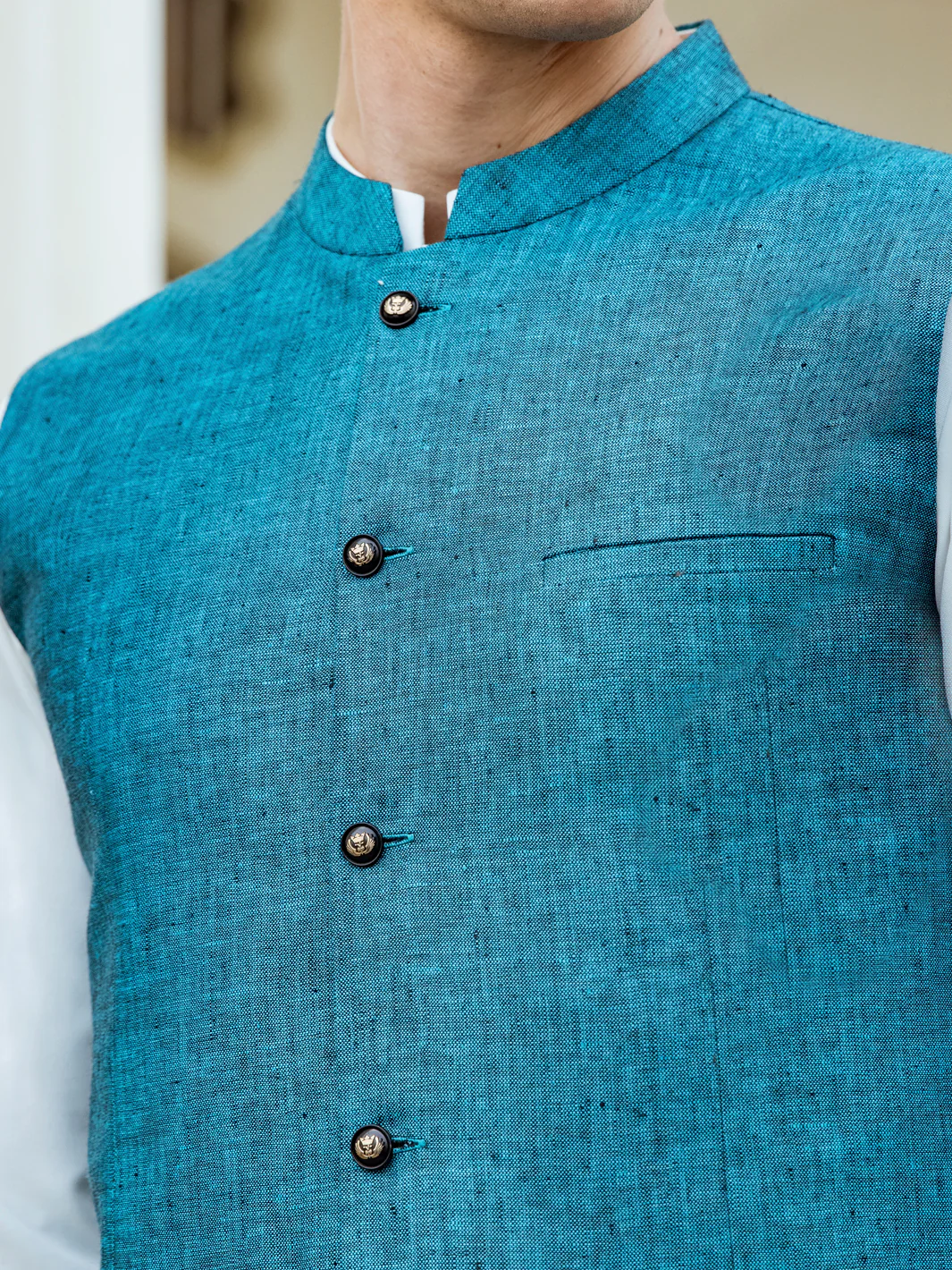 Sea Green Waistcoat - AL-WC-409 - Image 3