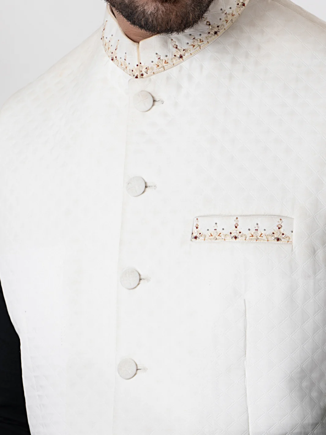 White Blended Waistcoat - AL-WC-411 - Image 3