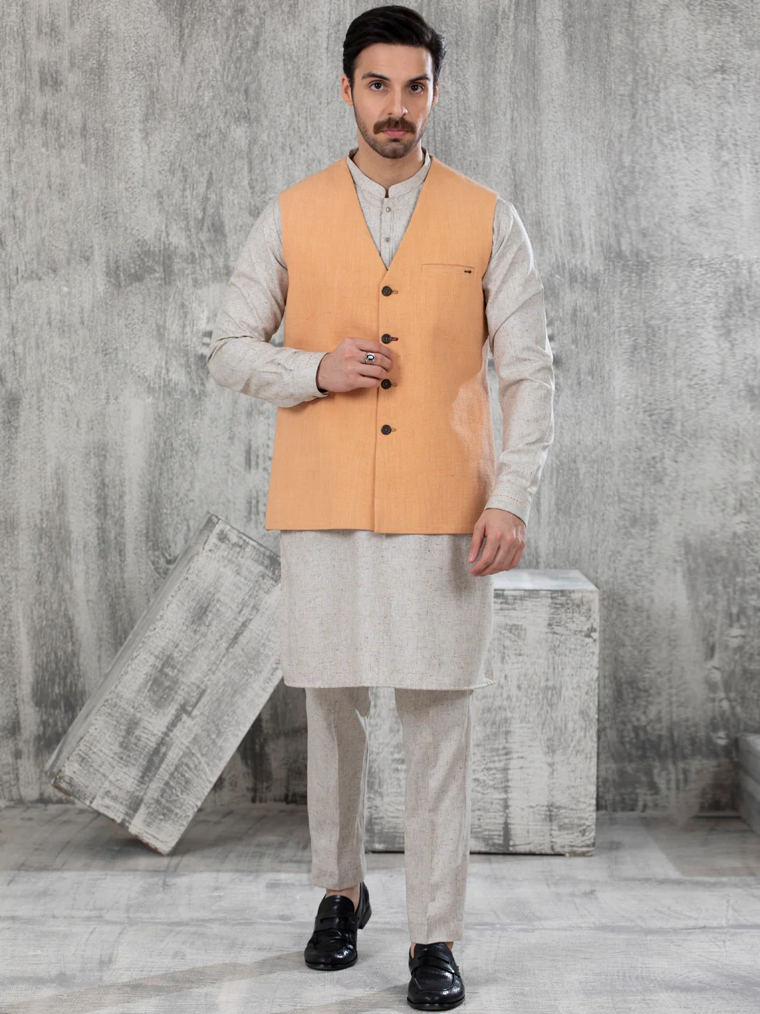 Beige Blended Waistcoat - AL-WC-416 - Image 2