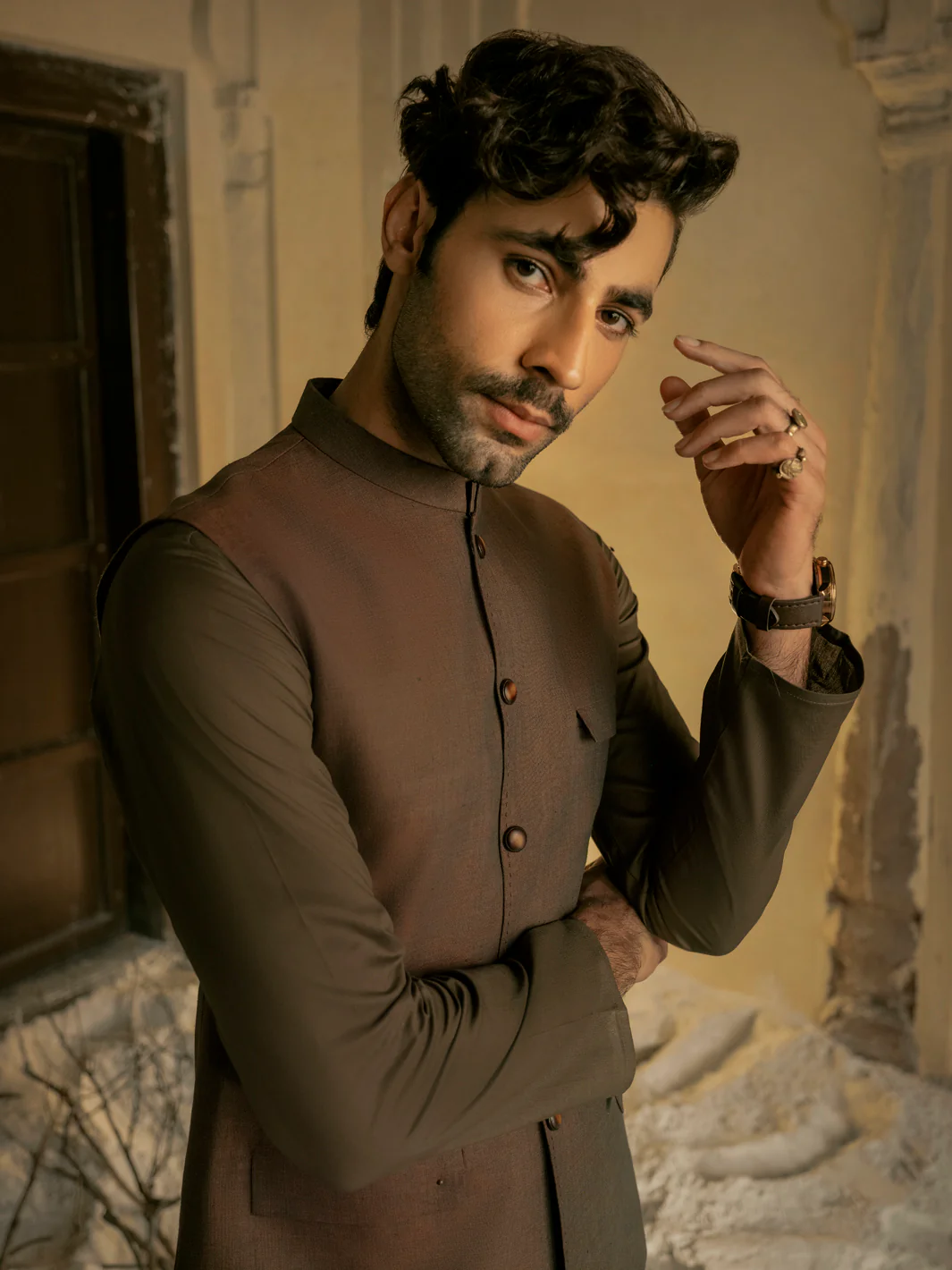 Brown Linen Waistcoat - AL-WC-422 - Image 6