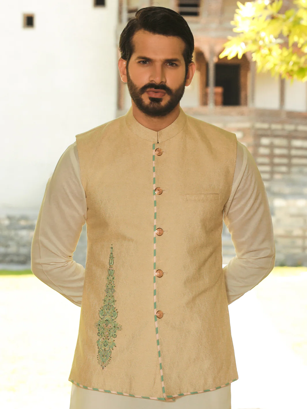 Cream Blended Waistcoat - AL-WC-424 - Image 2