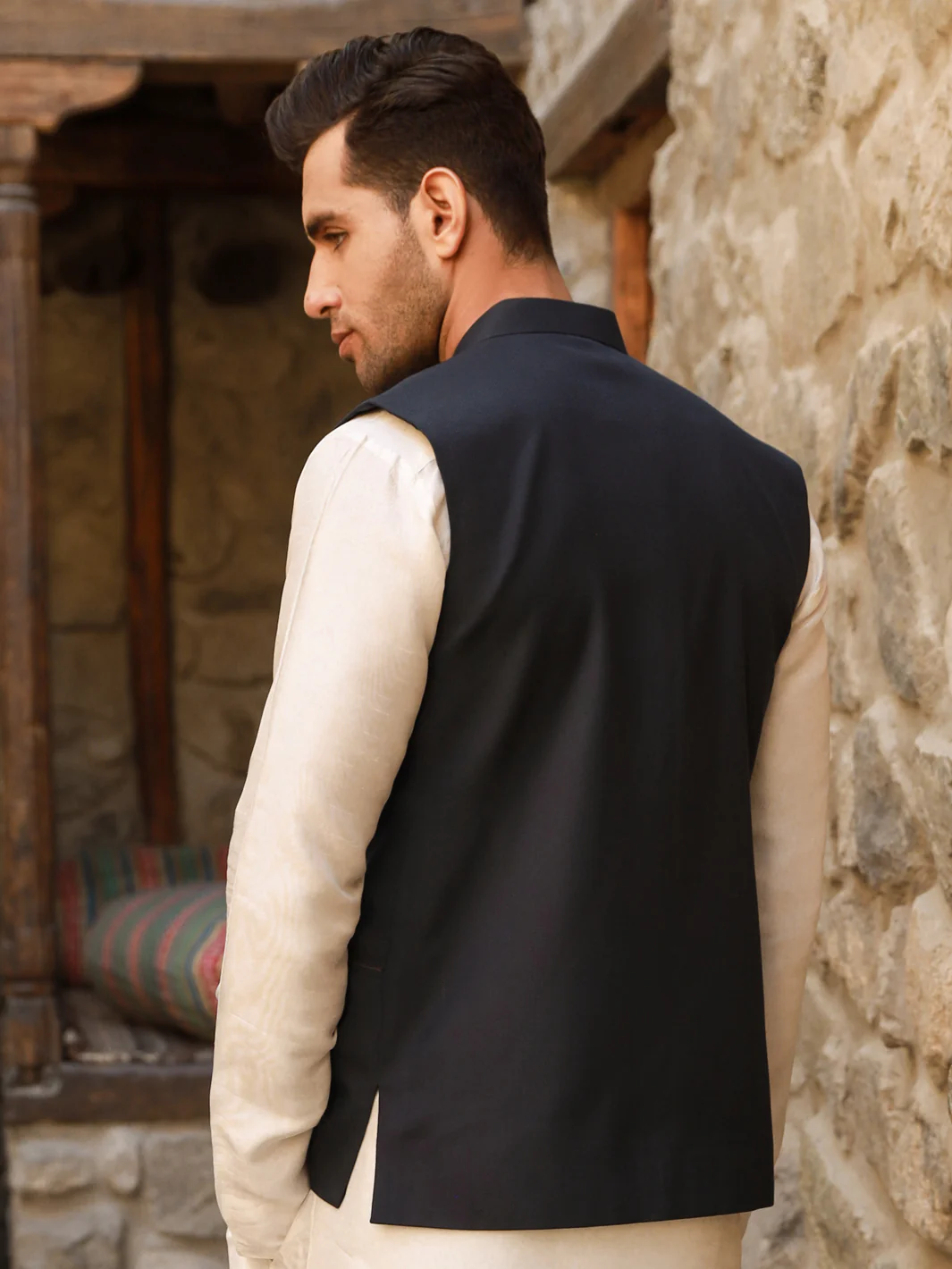 Dark Blue Blended Waistcoat - AL-WC-435 - Image 3