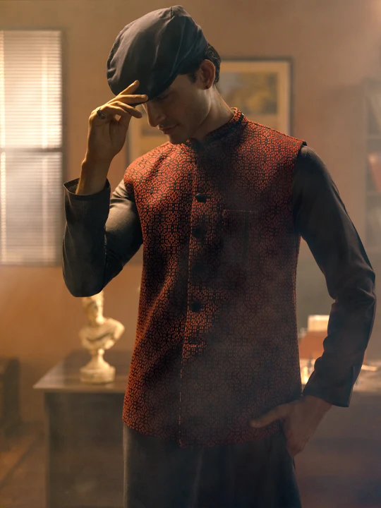 Red Blended Waistcoat - AL-WC-443 - Image 5
