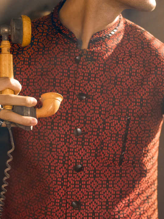 Red Blended Waistcoat - AL-WC-443 - Image 6