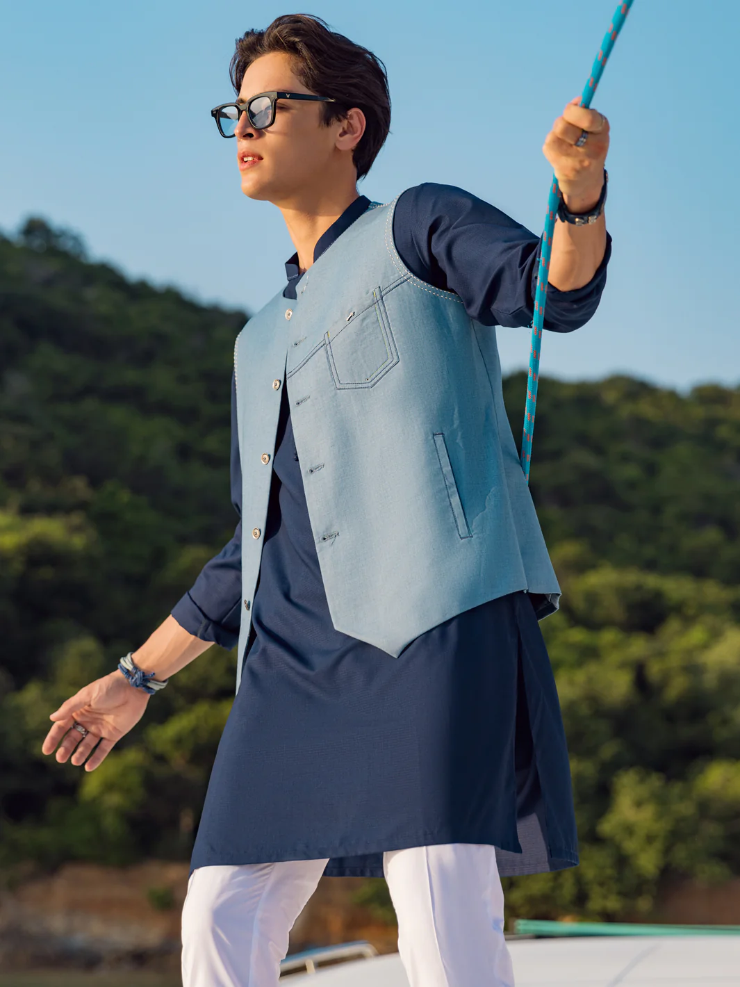 Blue Blended Waistcoat - AL-WC-448 - Image 2