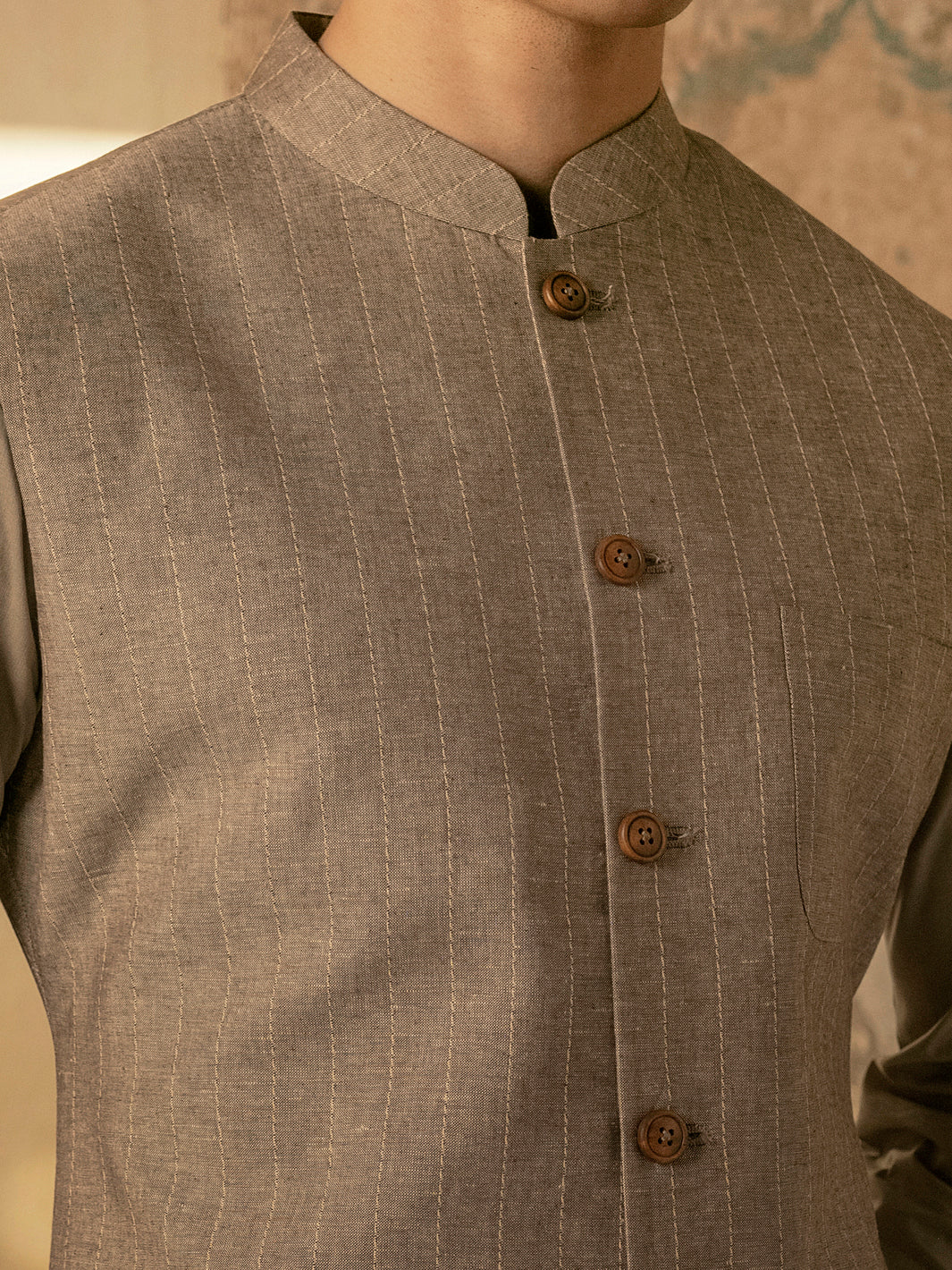 Grey Linen Waistcoat - AL-WC-451 - Image 6