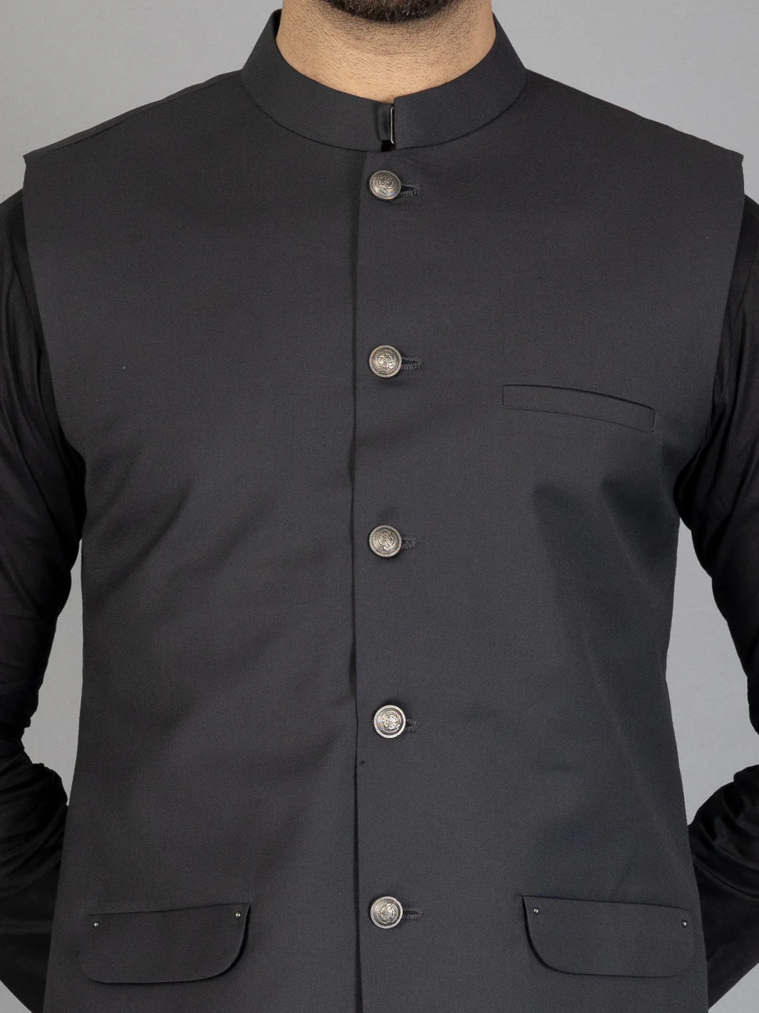 Grey Taffeta Waistcoat - AL-WC-461 - Image 4