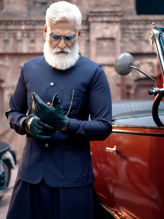 Navy Blue Taflon Rayon Waistcoat - AL-WC-462 - Image 4