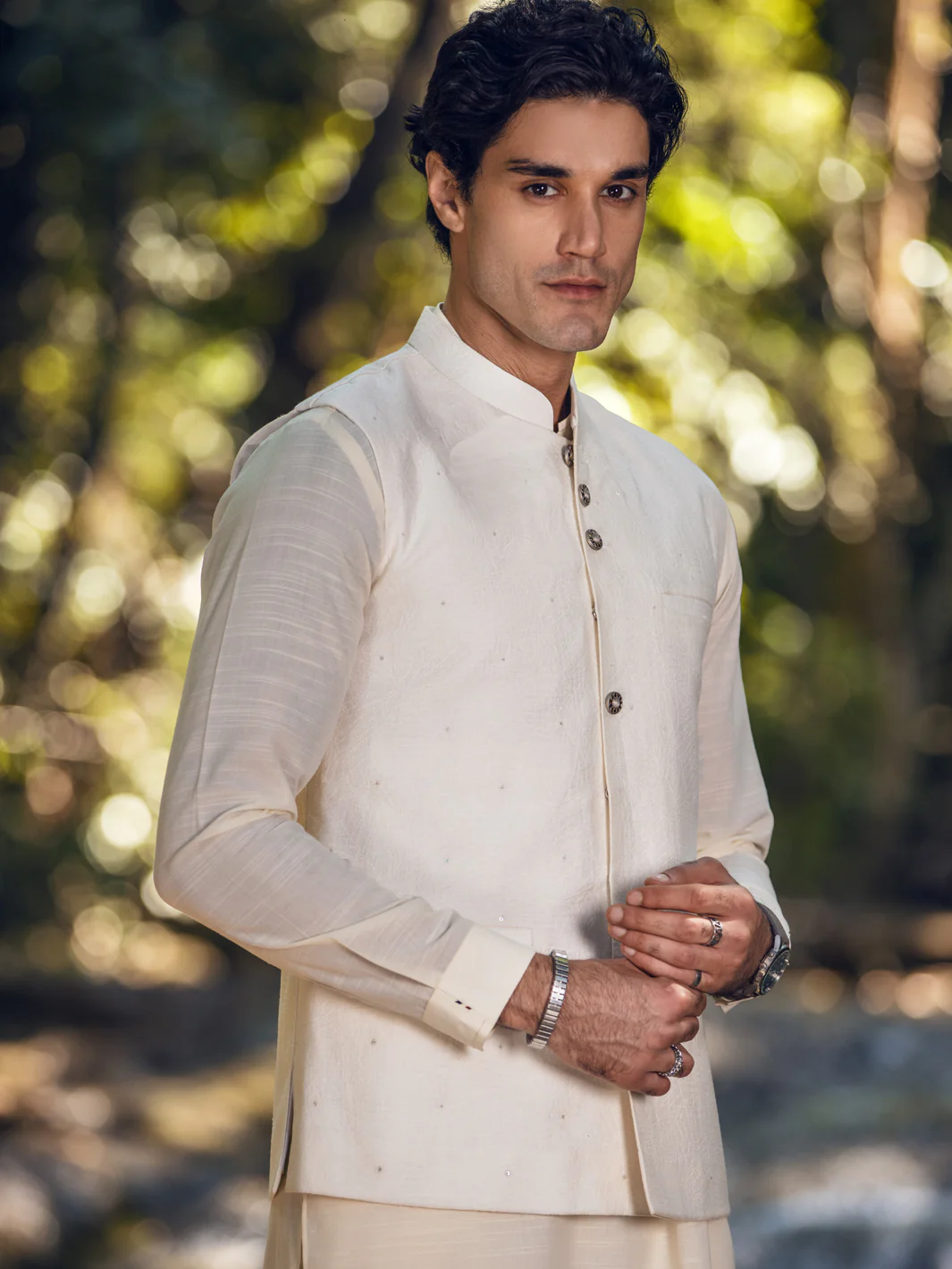 White Blended Waistcoat - AL-WC-468 - Image 2