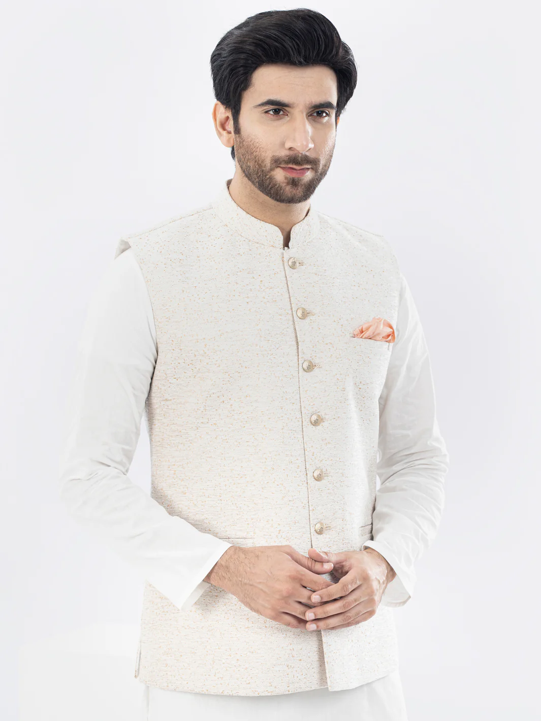 Off White Blended Waistcoat - AL-WC-470 - Image 4