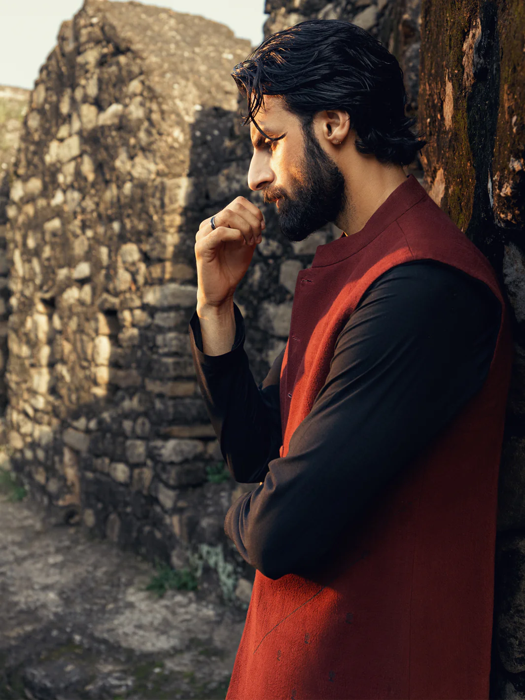 Black Maroon Formal Waistcoat - AL-WC-473 - Image 3
