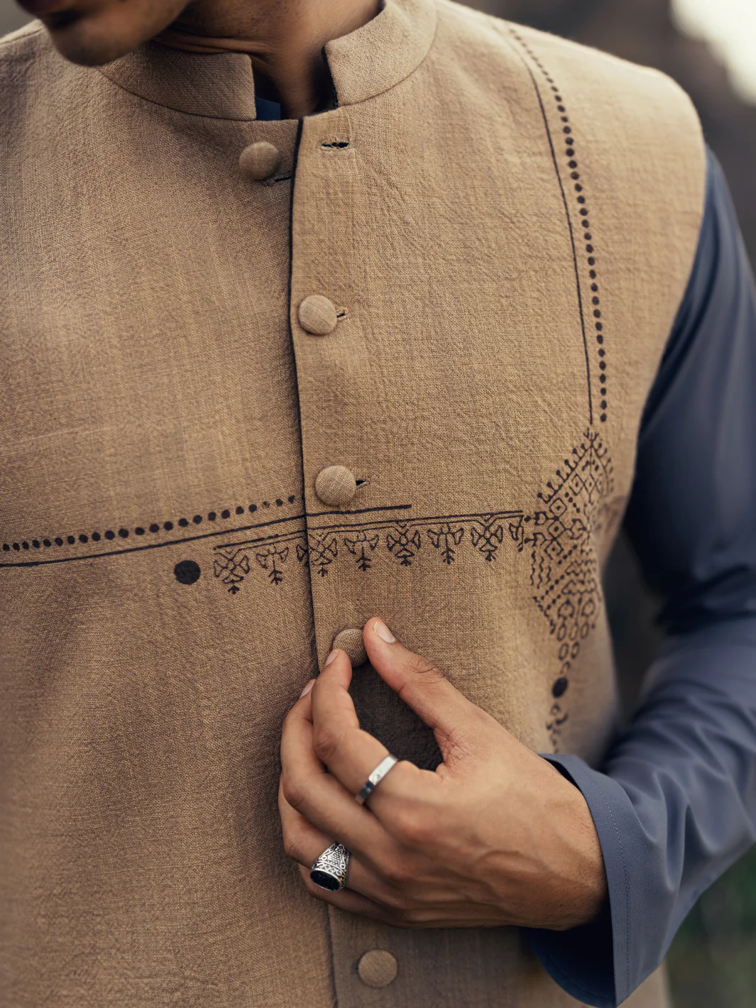 Beige-Brown Formal Waistcoat - AL-WC-475 - Image 7