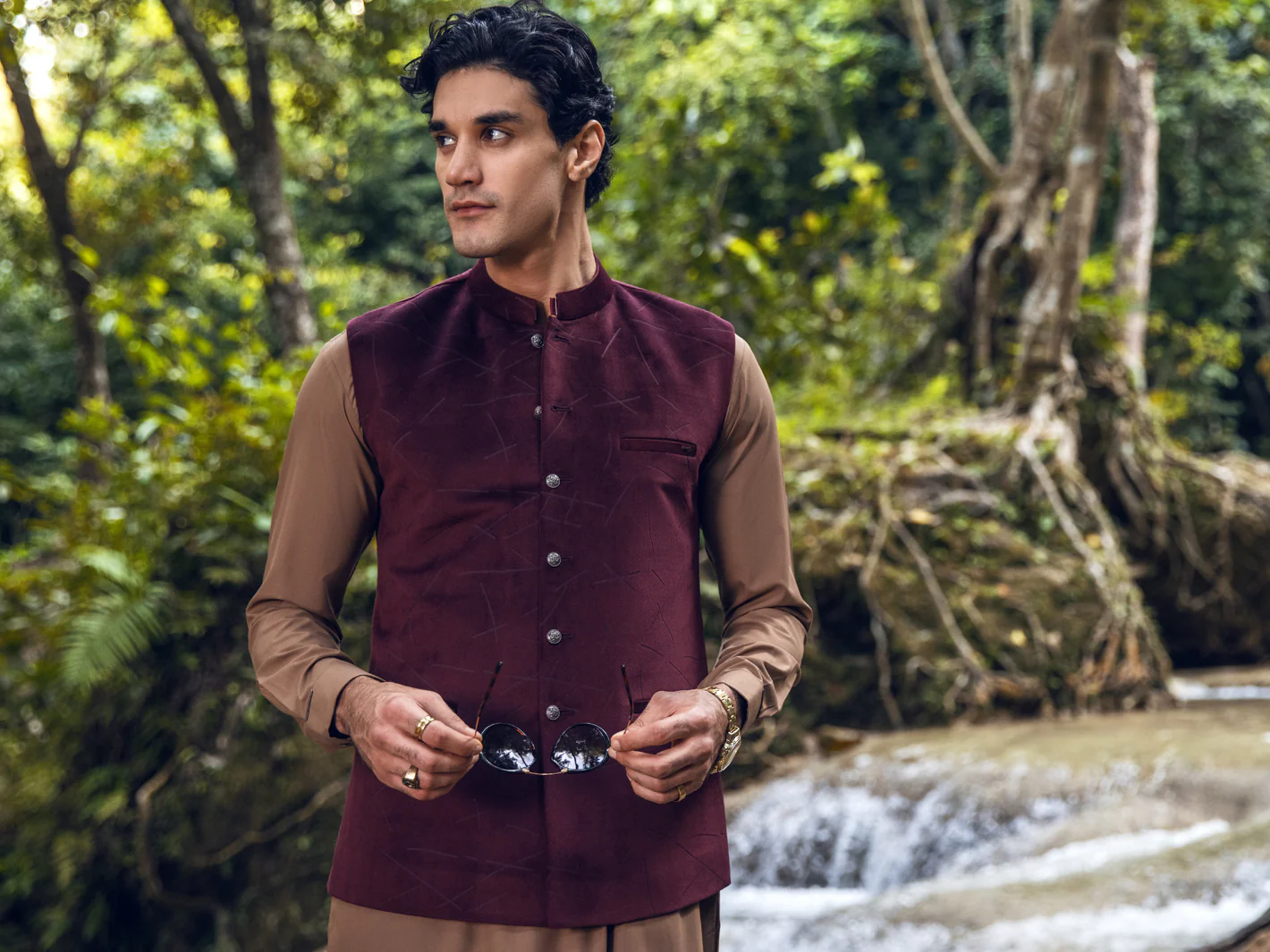 Maroon Blended Waistcoat - AL-WC-477 - Image 3