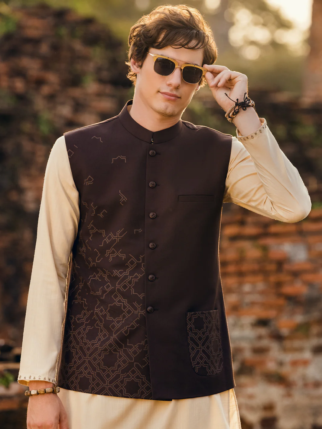 Dark Brown Blended Waistcoat - AL-WC-487 - Image 2