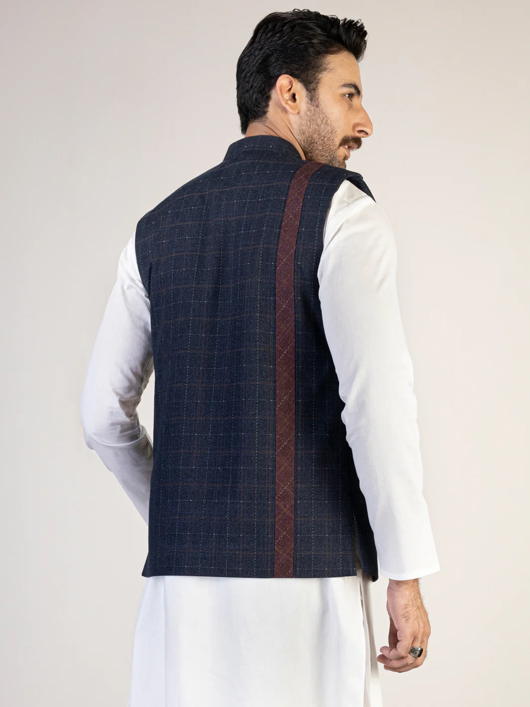 Dark Blue Blended Waistcoat - AL-WC-488 - Image 2