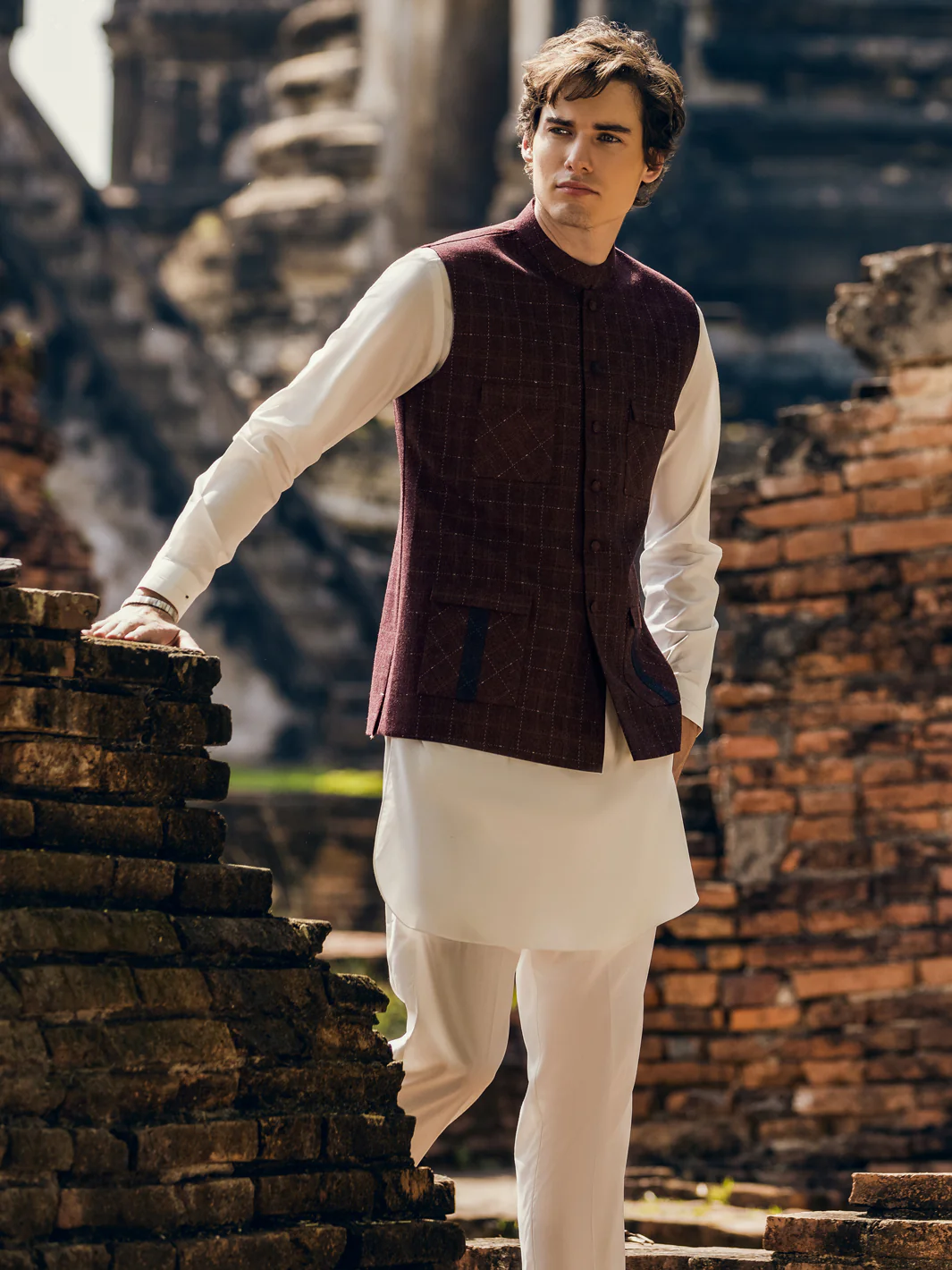 Maroon Blended Waistcoat - AL-WC-489