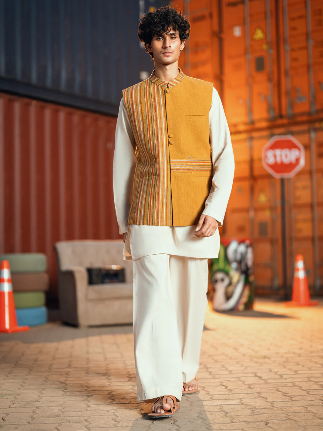 Mustard Formal Waistcoat - AL-WC-493 - Image 2