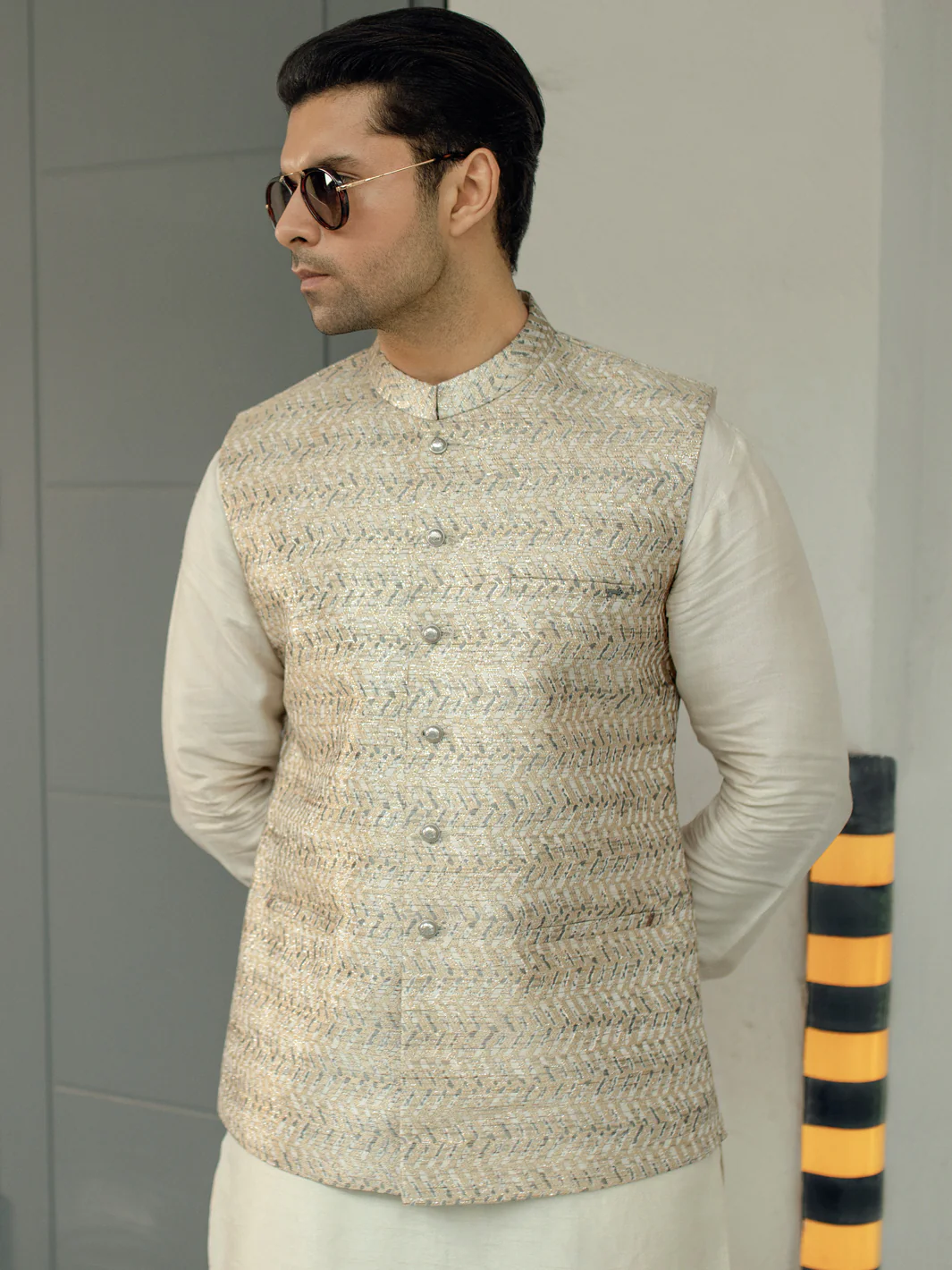 Dull Gold Blended Waistcoat - AL-WC-498 - Image 4