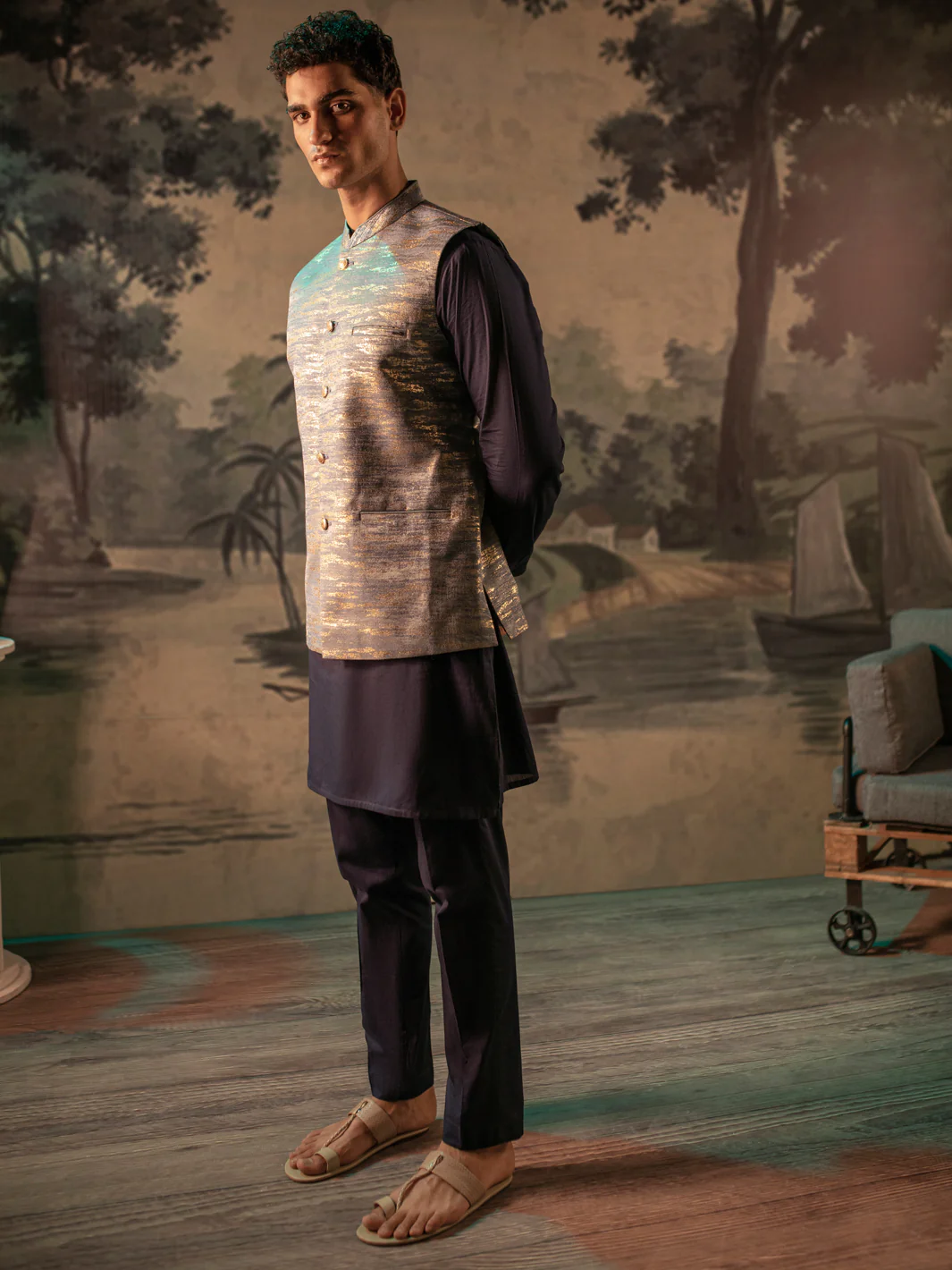 Blue Blended Waistcoat - AL-WC-502 - Image 4