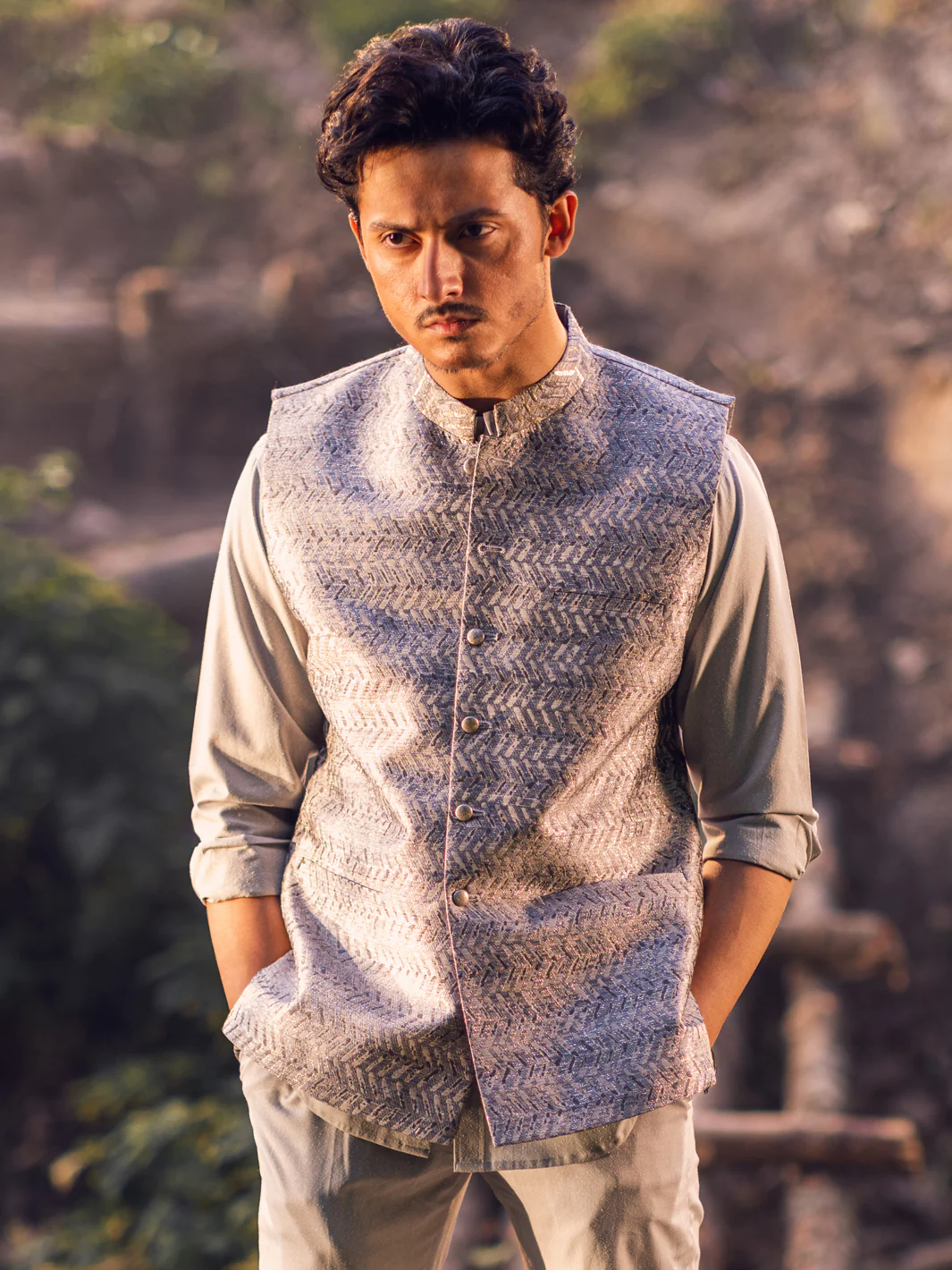 Silver Blended Waistcoat - AL-WC-503 - Image 3