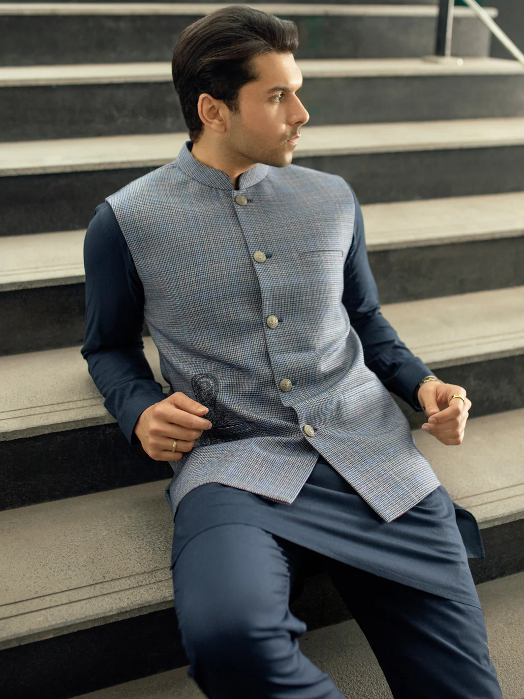 Blue Blended Waistcoat - AL-WC-504 - Image 2