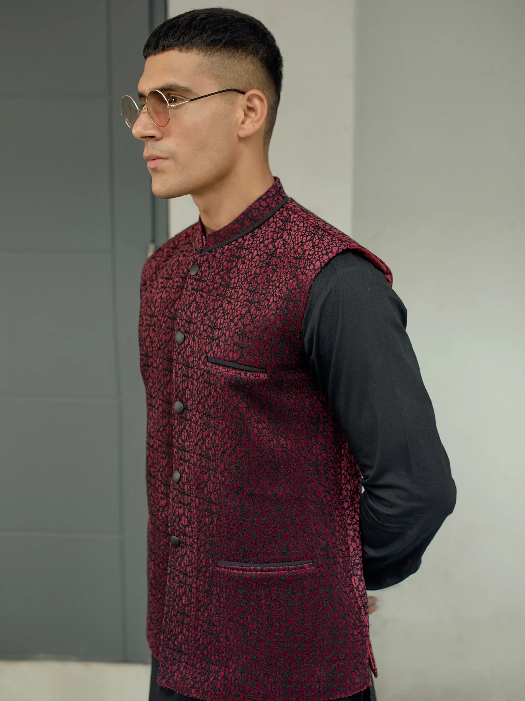 Dark Maroon Blended Waistcoat - AL-WC-506 - Image 2