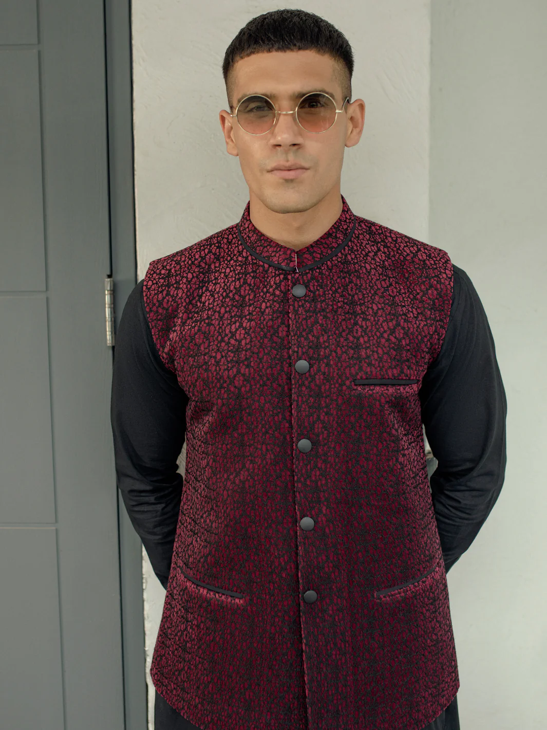 Dark Maroon Blended Waistcoat - AL-WC-506 - Image 3