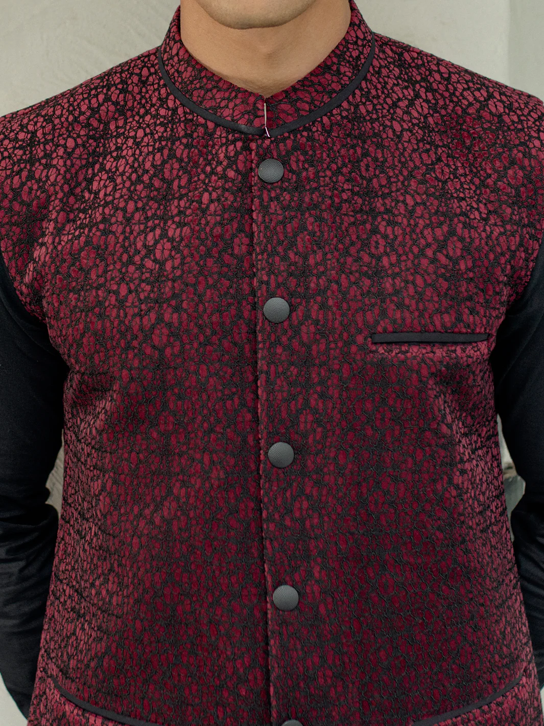 Dark Maroon Blended Waistcoat - AL-WC-506 - Image 4
