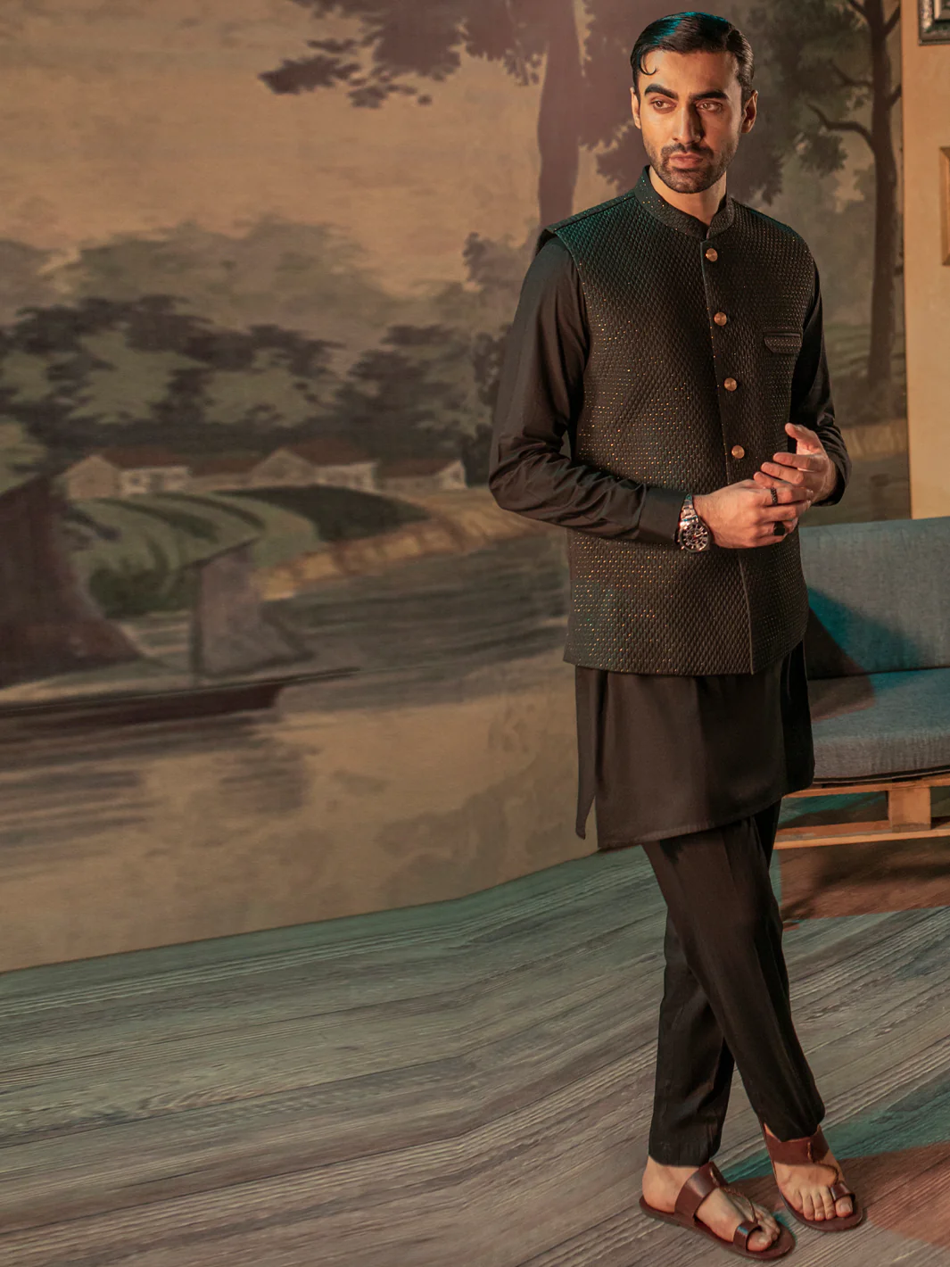 Dark Green Blended Waistcoat - AL-WC-508