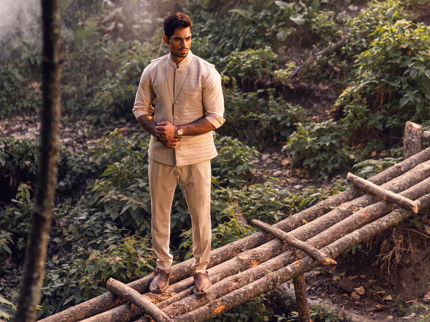 Light Beige Blended Waistcoat - AL-WC-517 - Image 3