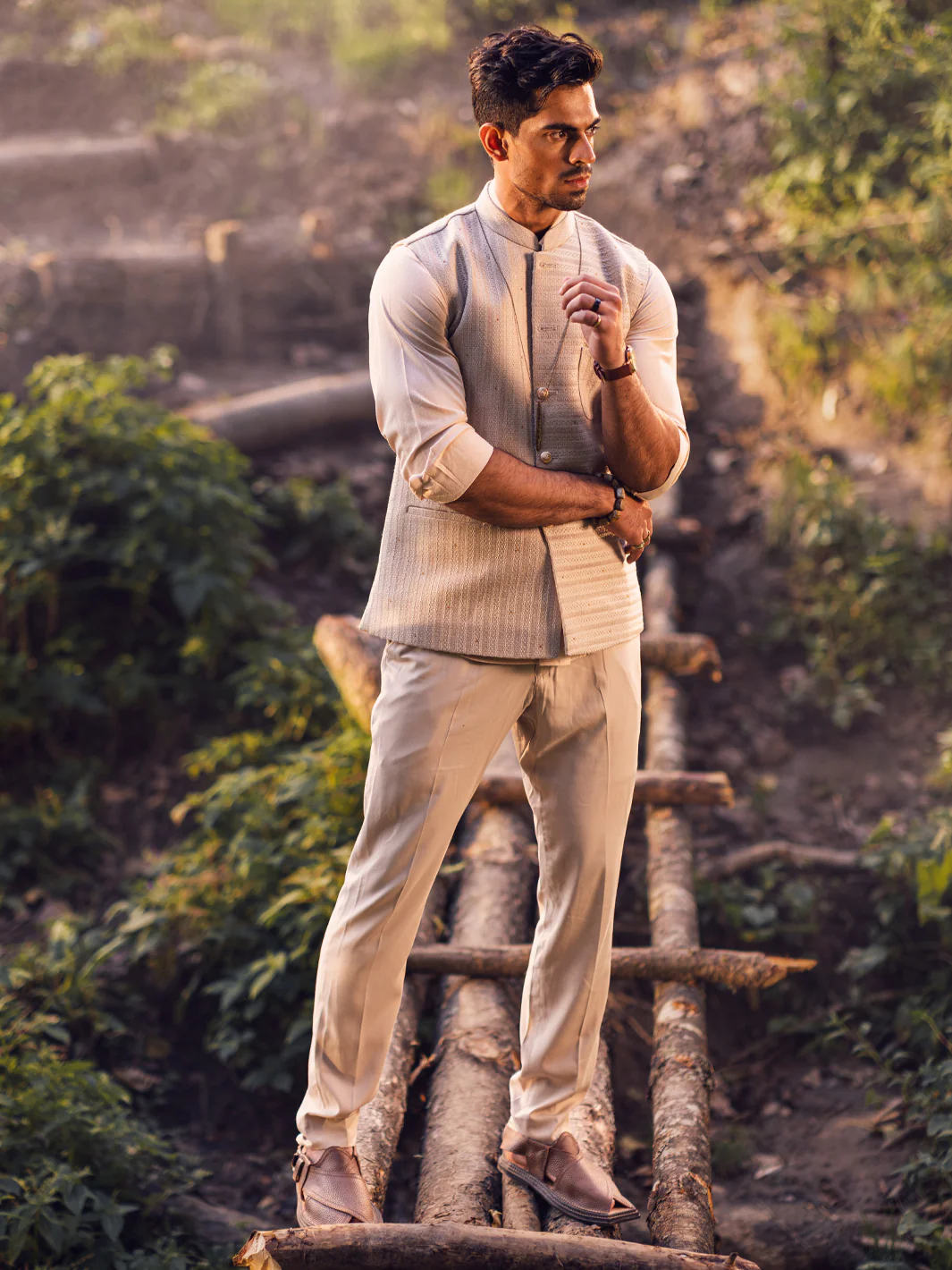 Light Beige Blended Waistcoat - AL-WC-517 - Image 5