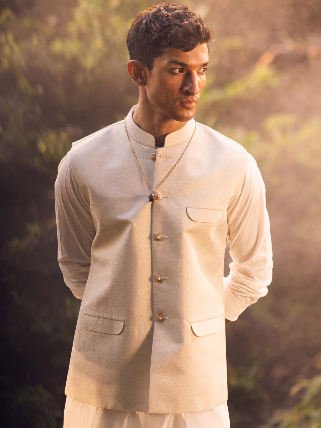 Off White Blended Waistcoat - AL-WC-522 - Image 3
