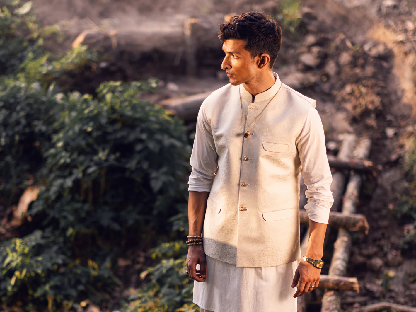 Off White Blended Waistcoat - AL-WC-522 - Image 4