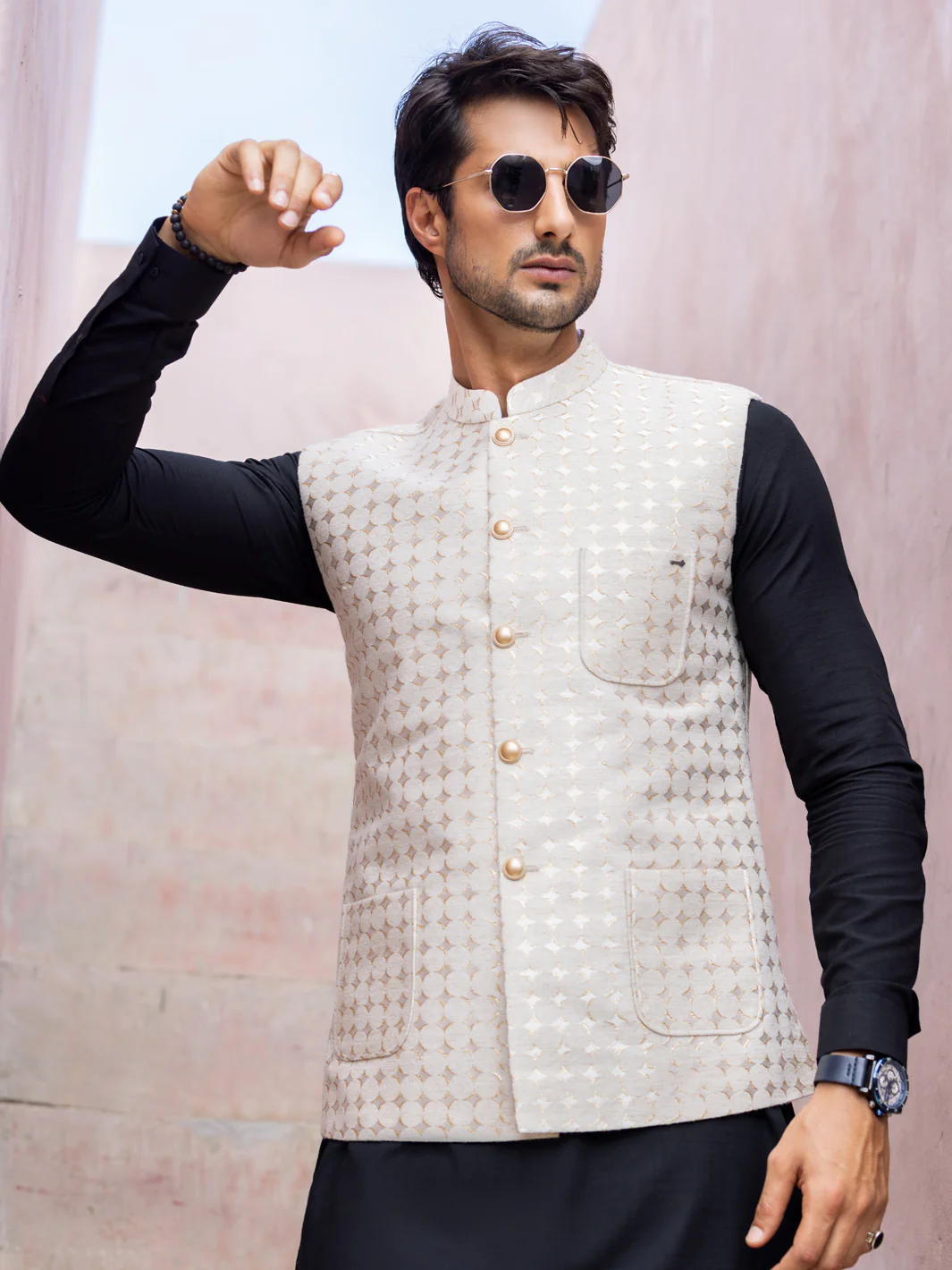 Off White Blended Waistcoat - AL-WC-523 - Image 2