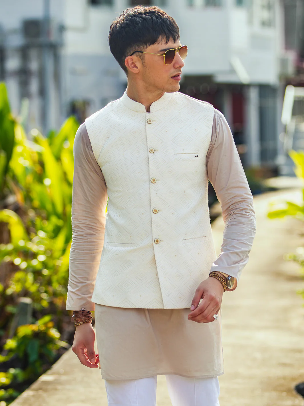 White Blended Waistcoat - AL-WC-524 - Image 2