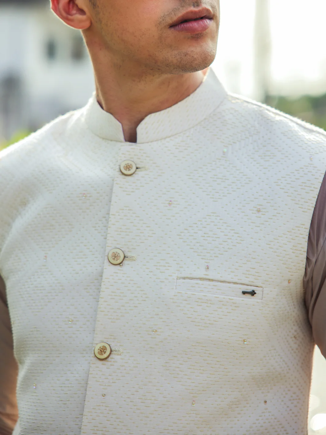 White Blended Waistcoat - AL-WC-524 - Image 4
