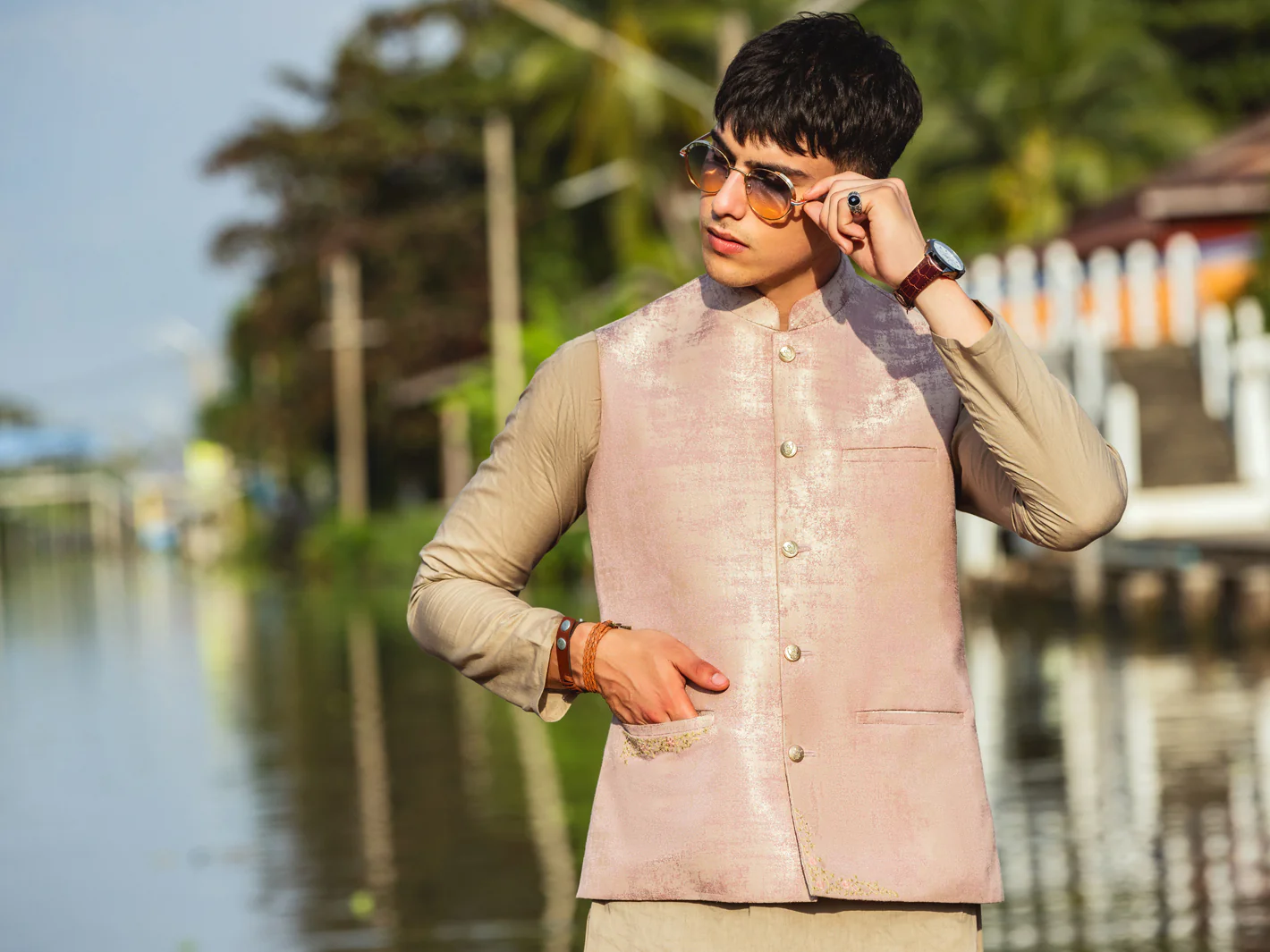 Tea Pink Blended Waistcoat - AL-WC-531 - Image 3